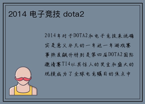 2014 电子竞技 dota2